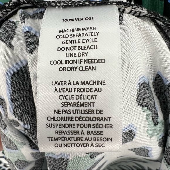 BeachLunchLounge Top Womens Plus Size Green Leopard Print Button Roll Tab Sleeve - Picture 15 of 16